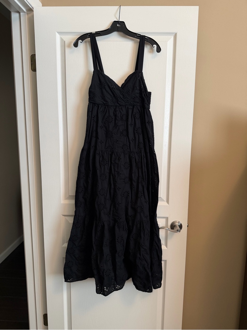 ZARA Black Eyelet Maxi Dress with Adjustable Straps